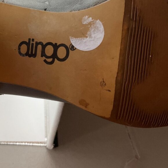 VTG Dingo 5.5 Gray Leather Knee Boots Fold-Over Slouchy Western Boho Metal Toe - Picture 4 of 13